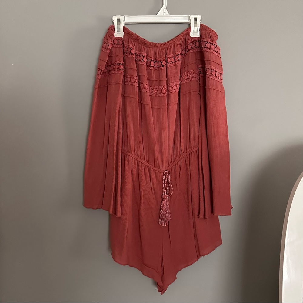 Off Shoulder Pink/Orange Romper